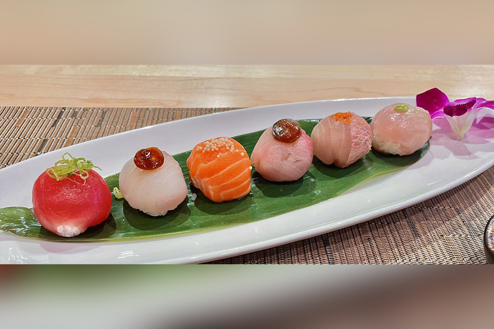 Assorted temari sushi with tuna salmon and white fish