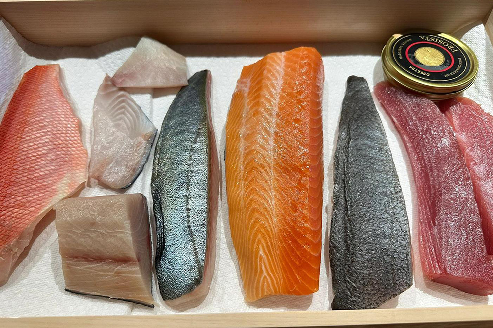 Fresh sashimi fish selection for omakase at Roppongi Robata and Sushi