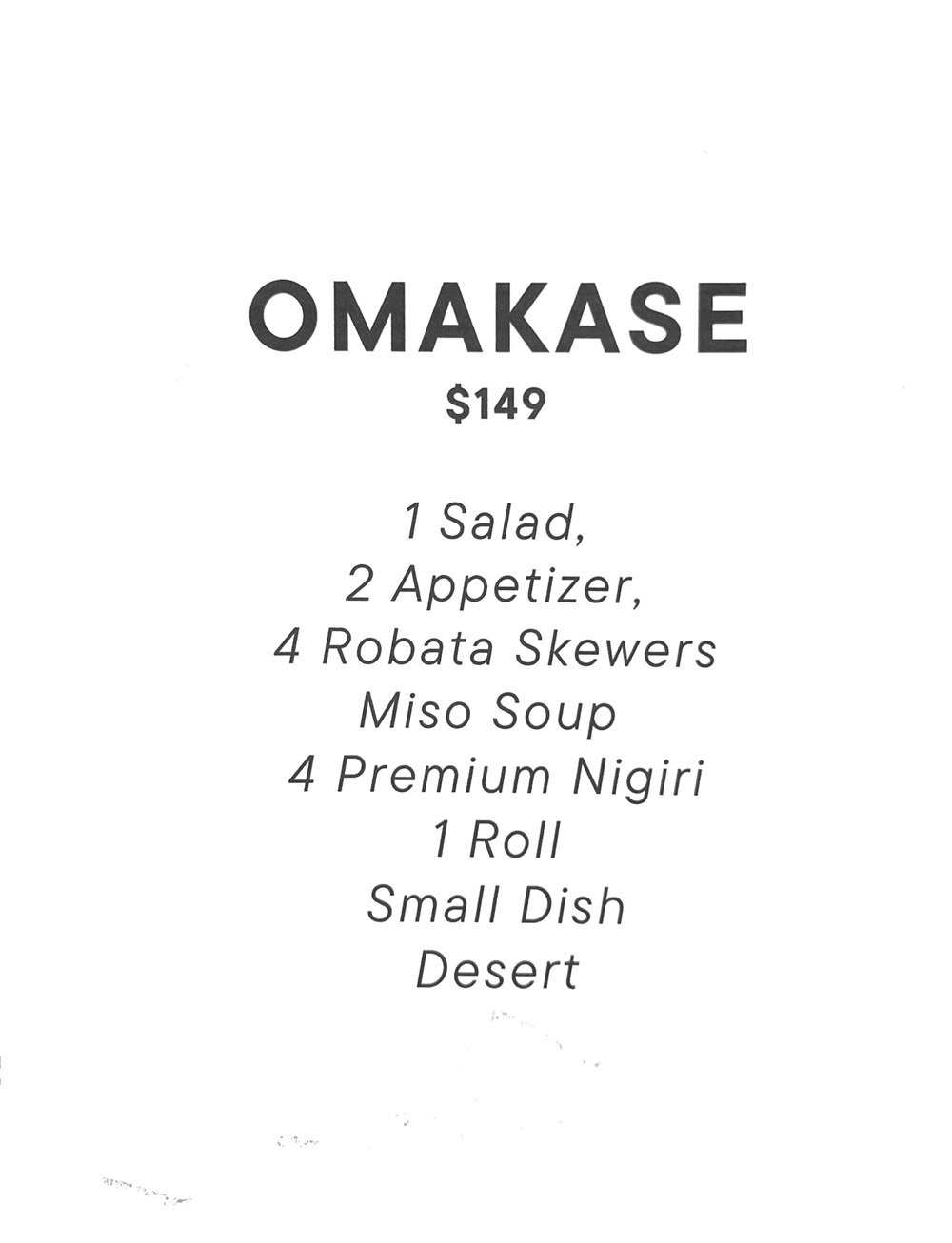 Omakase Menu