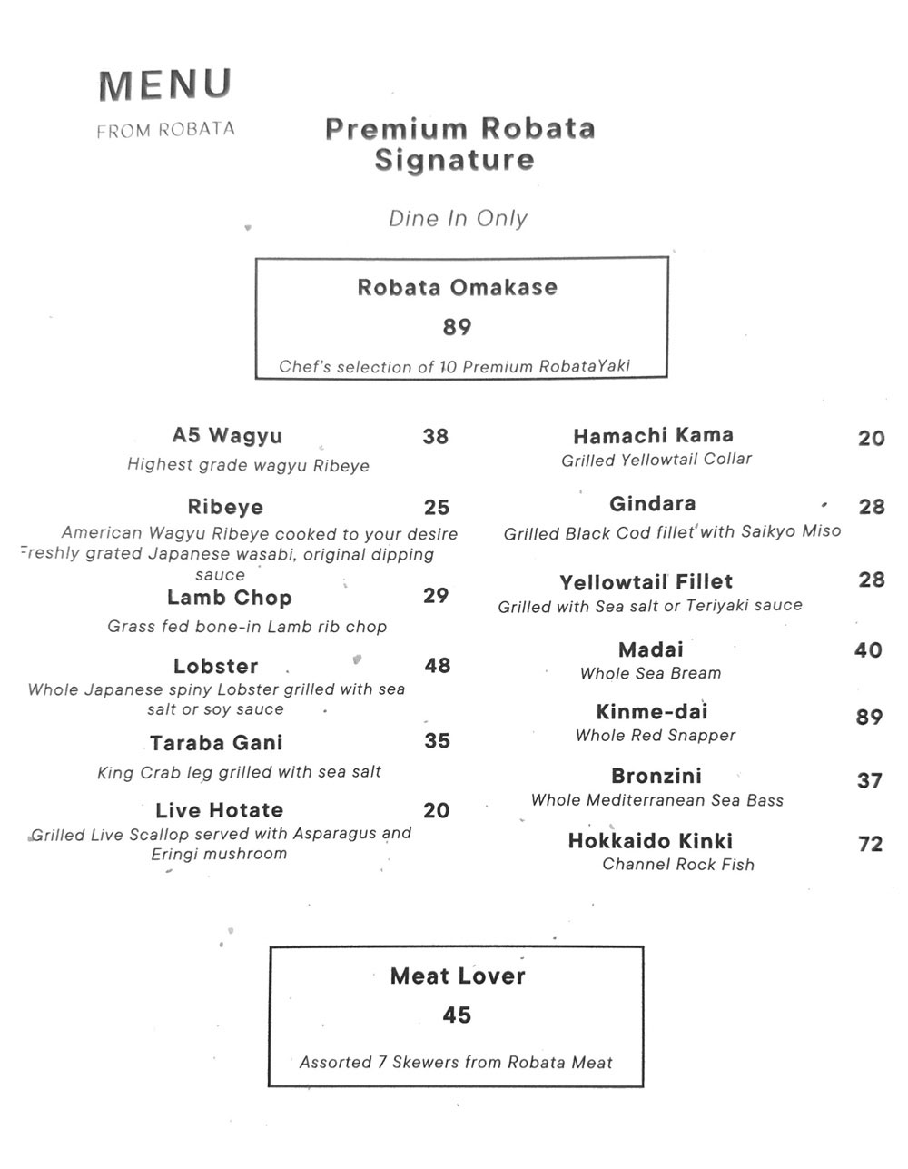 Omakase Menu