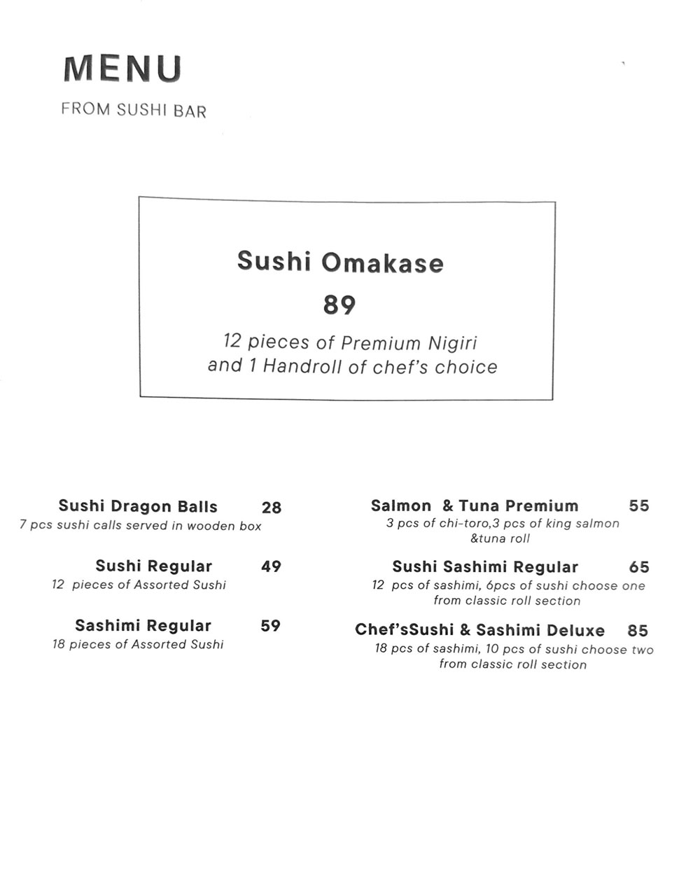 Omakase Menu